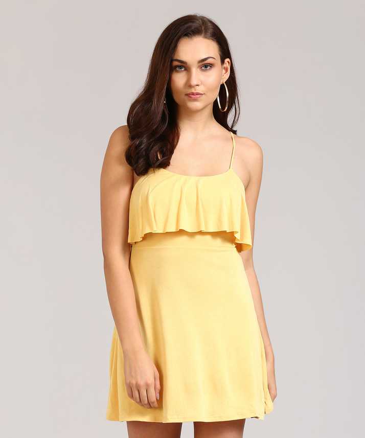 Forever 21 Women A Line Yellow Dress Buy Mustard Forever 21 Women A Line Yellow Dress Online At Best Prices In India Flipkart Com