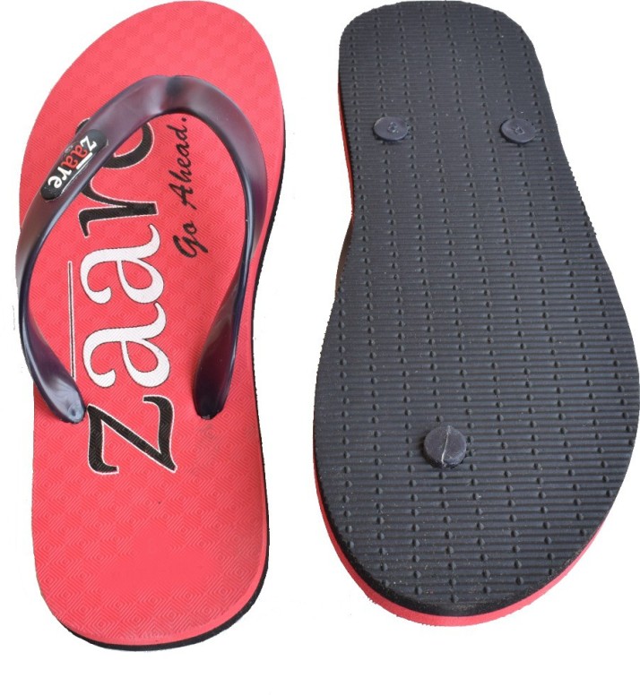 black and red flip flops