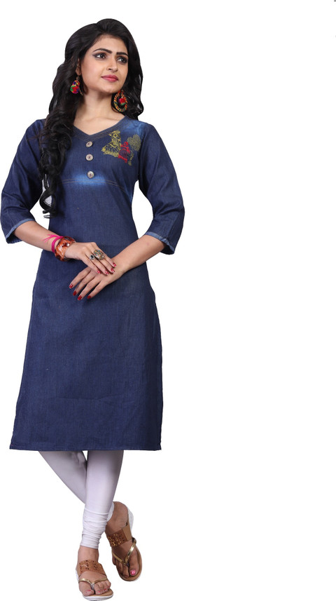 denim kurta design for ladies