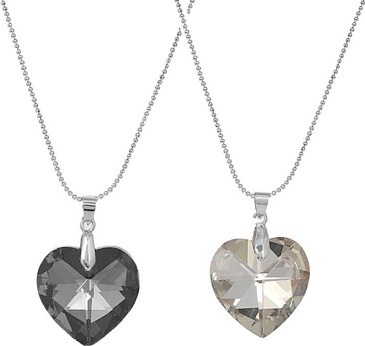 Styles Creation Couple Lover S Valentine Special Broken Two Half Heart Shape Love Pendant Locket Necklace Chain Jewellery Artfljwl130 Silver Crystal Steel Pendant Price In India Buy Styles Creation Couple Lover S Valentine