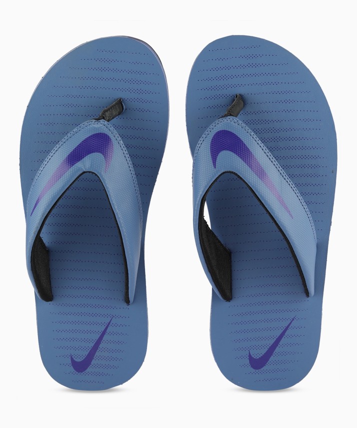 blue nike flip flops