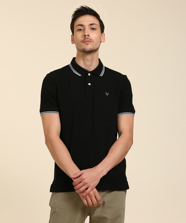 Allen Solly Solid Men Polo Neck Black T 