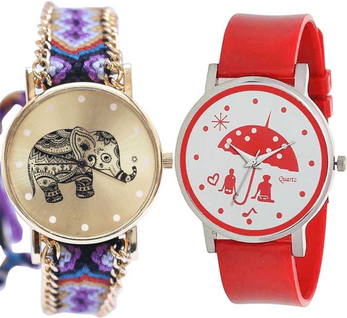 Neutron Latest Diwali Elephant And Umbrella Multi Color And Red Color Combo Watch G159 G48 For Girls And Women Analog Watch For Girls Buy Neutron Latest Diwali Elephant And Umbrella Multi