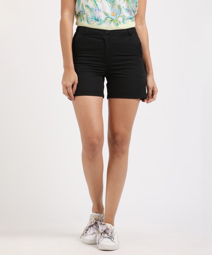 womens chino shorts black