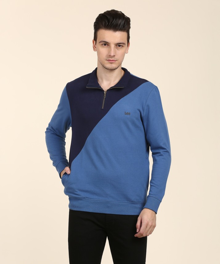 lee full sleeve solid men's sweatshirt