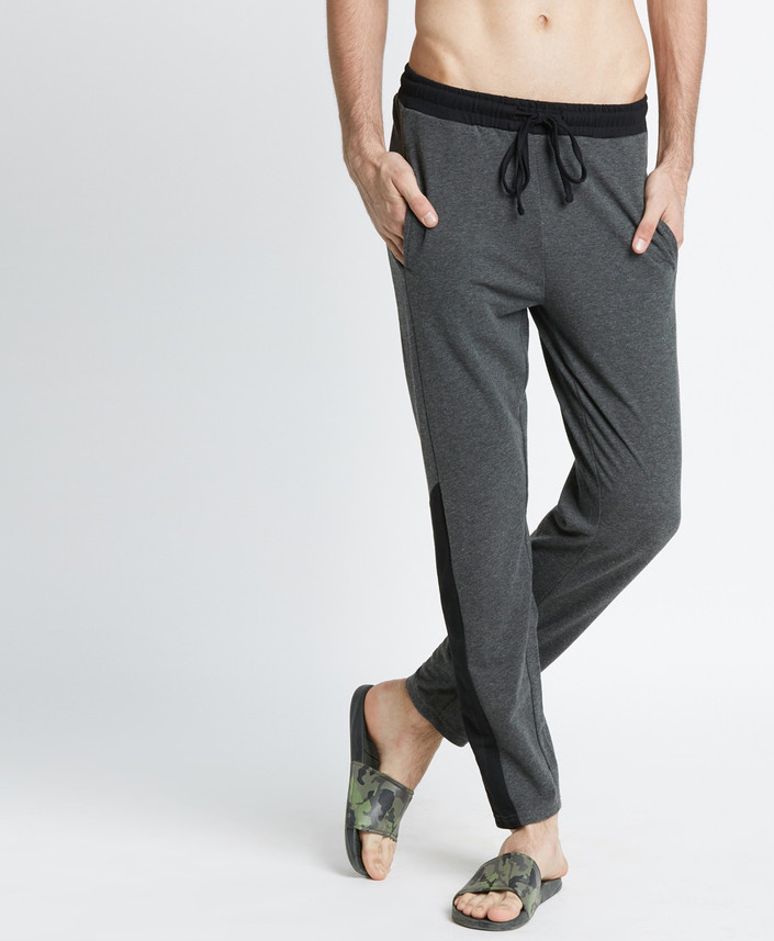 Bare by fbb Solid Men Black Track Pants 