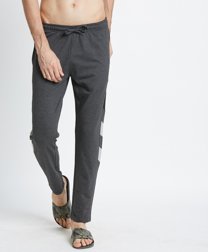 fbb Color Block Men Black Track Pants 