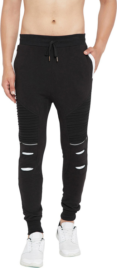 fugazee solid men's black track pants