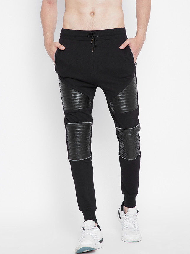 fugazee solid men's black track pants