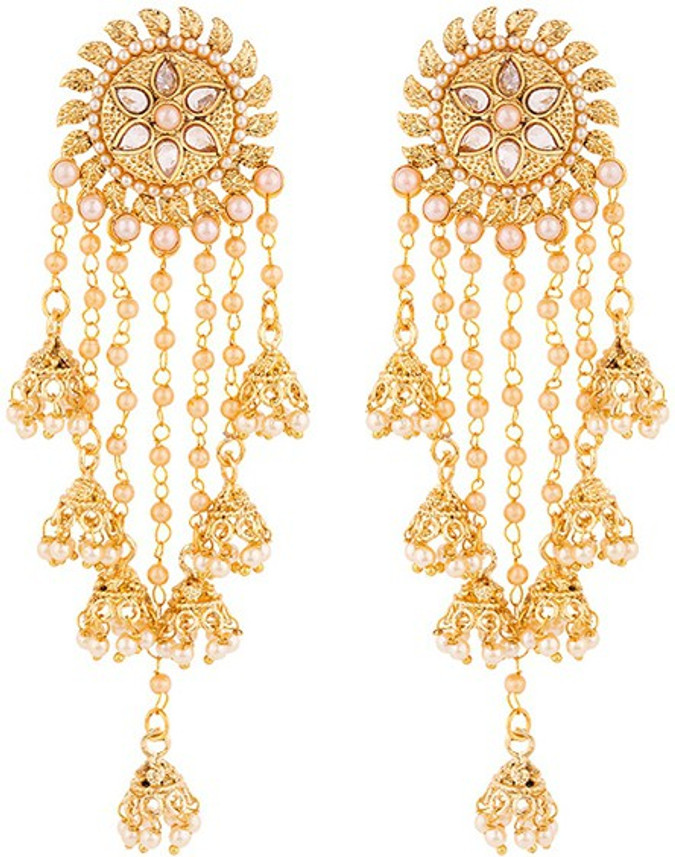 Gold Plating Pearl Brass Jhumki Earring 