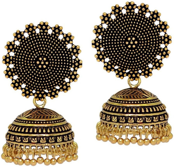 oxidised gold jhumka