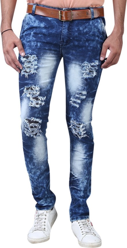 dark blue damage jeans
