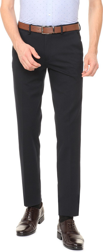 VAN HEUSEN Slim Fit Men Black Trousers 