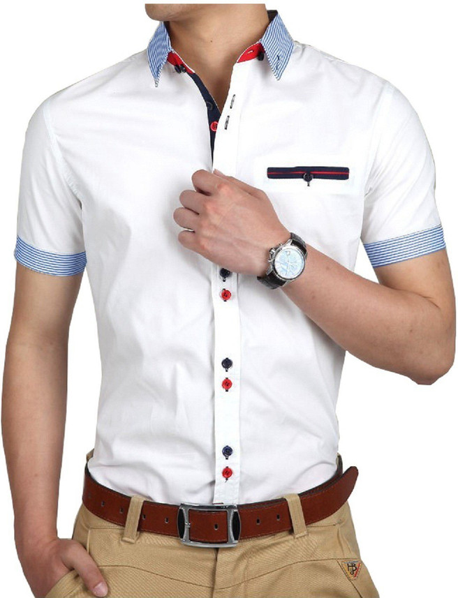 PEARL OCEAN Men Color Block Casual 