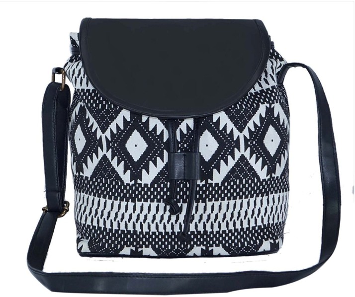 black and white sling bag