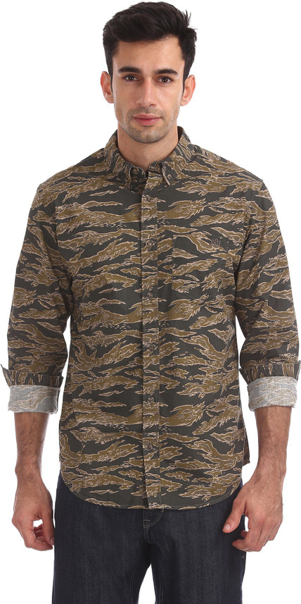 AEROPOSTALE Men Solid Casual Green 