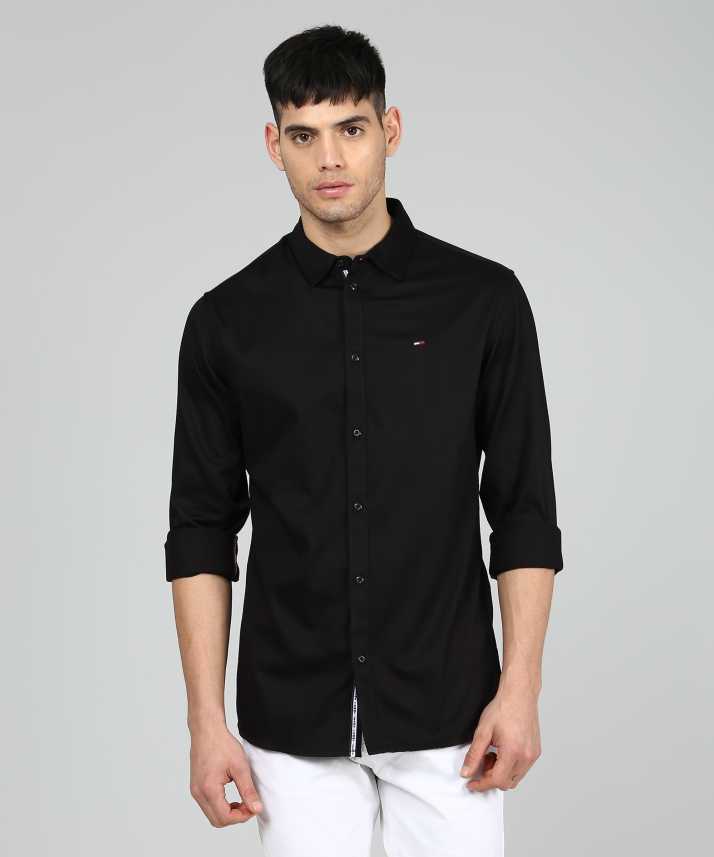 TOMMY HILFIGER Men Solid Casual Shirt - Buy TOMMY HILFIGER Men Casual Black Shirt Online at Best Prices in India | Flipkart.com
