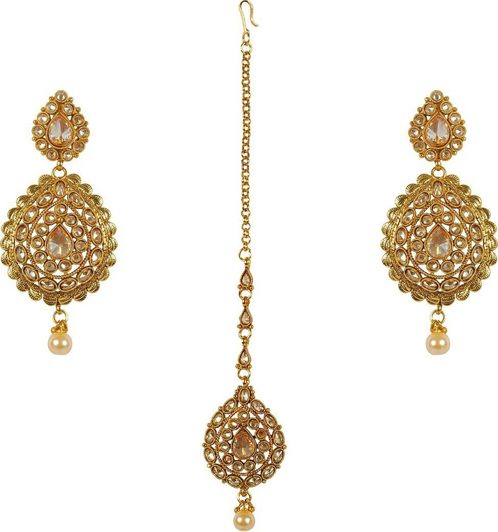 earrings with maang tikka flipkart