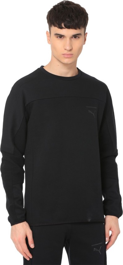 puma men black solid sweatshirt