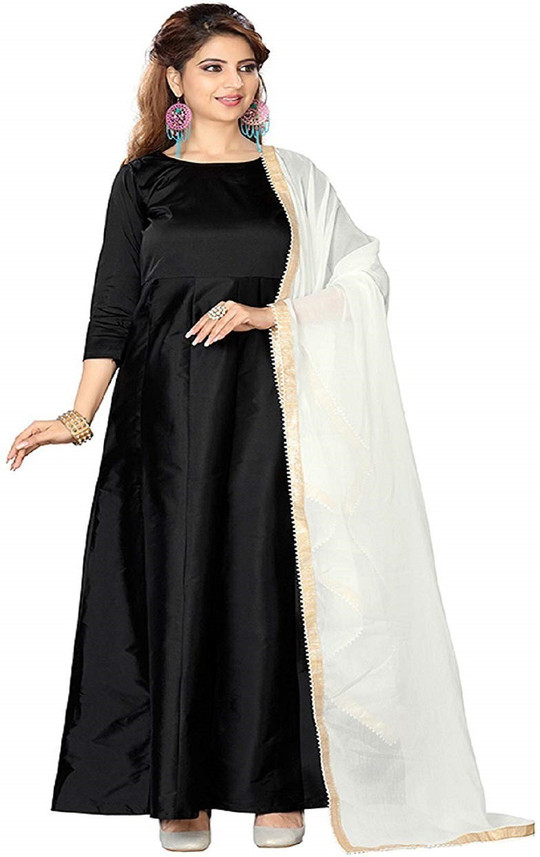 solid black anarkali