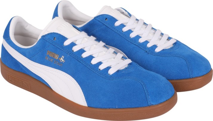 puma blue and white sneakers