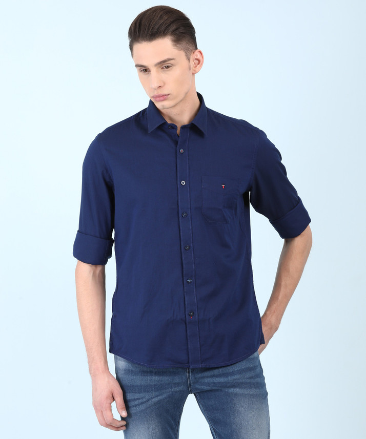 LP LOUIS PHILIPPE Men Solid Casual Dark 