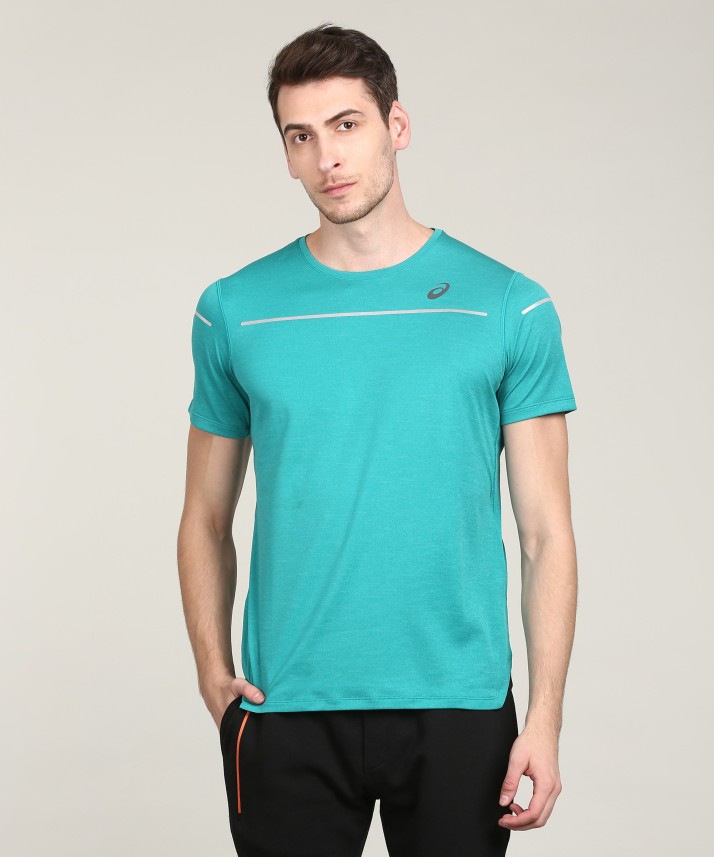 asics Solid Men Round or Crew Green T 