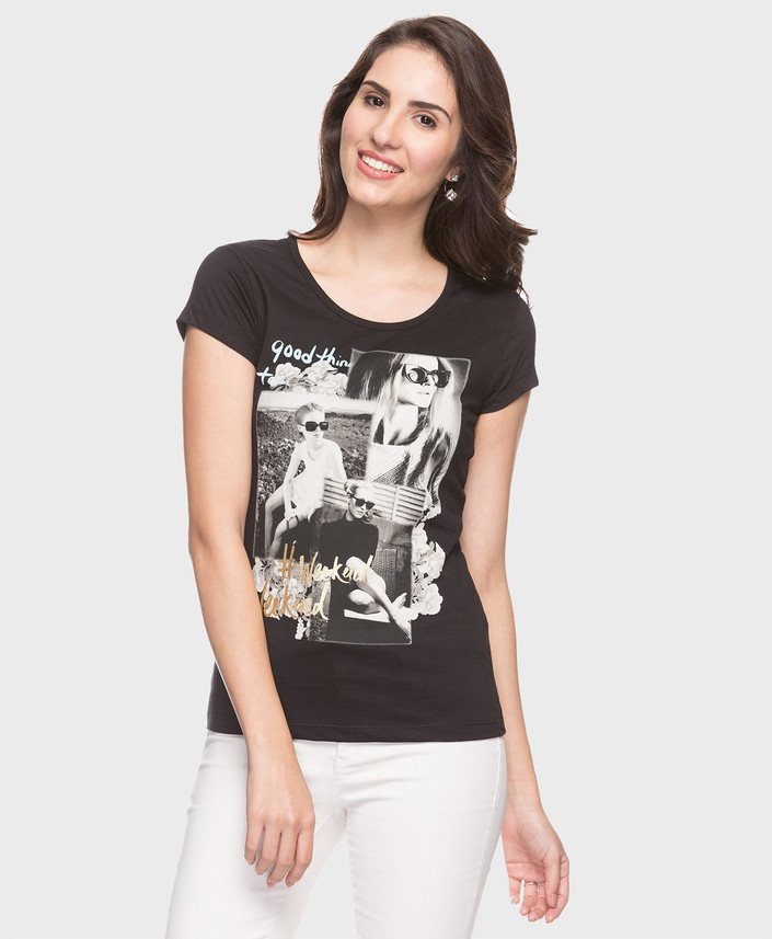 FBB - DJ \u0026C Printed Women Round Neck 