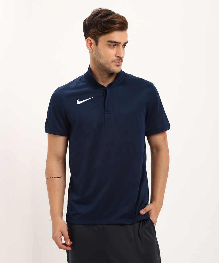 NIKE Solid Men Polo Neck Blue T-Shirt 