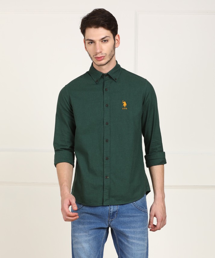 dark green shirt mens outfit