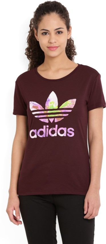 maroon adidas shirt women's