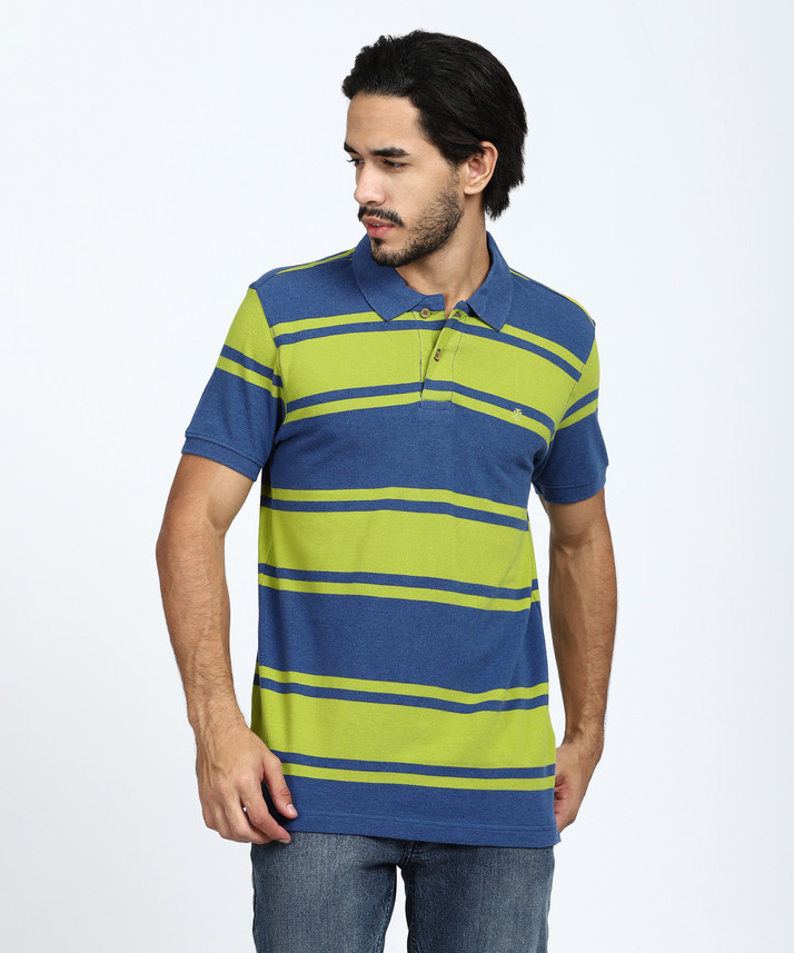 IZOD Striped Men Polo Neck Green T 