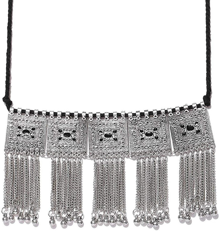 flipkart black metal necklace