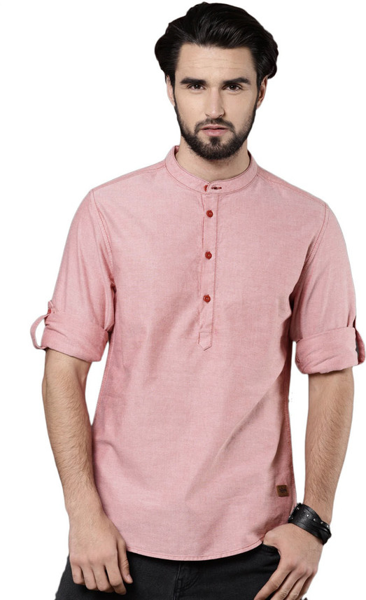 Roadster Men Solid Casual Pink Shirt 