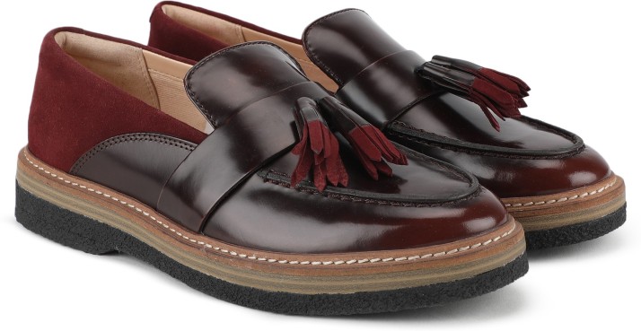 clarks burgundy loafers