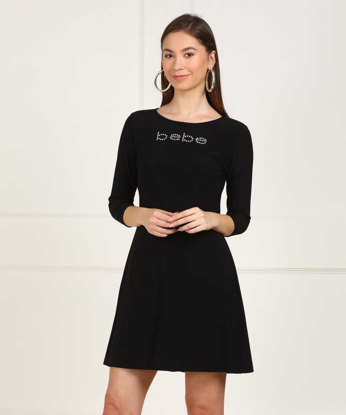 Bebe Women Shift Black Dress Buy Bebe Women Shift Black Dress Online At Best Prices In India Flipkart Com