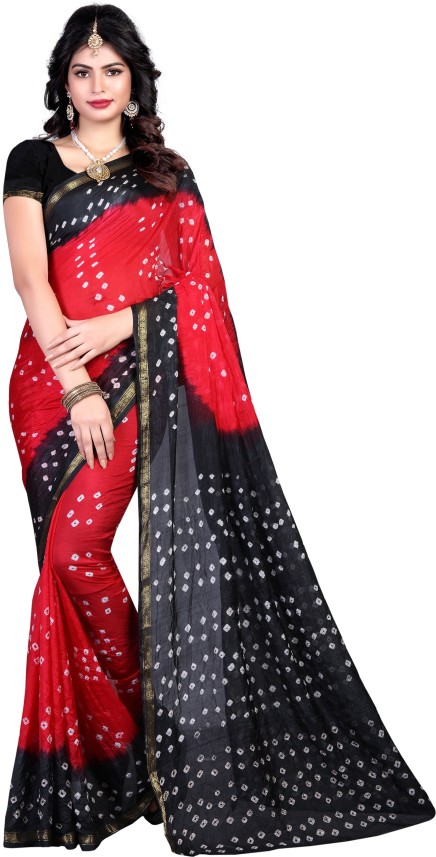 red and black saree flipkart