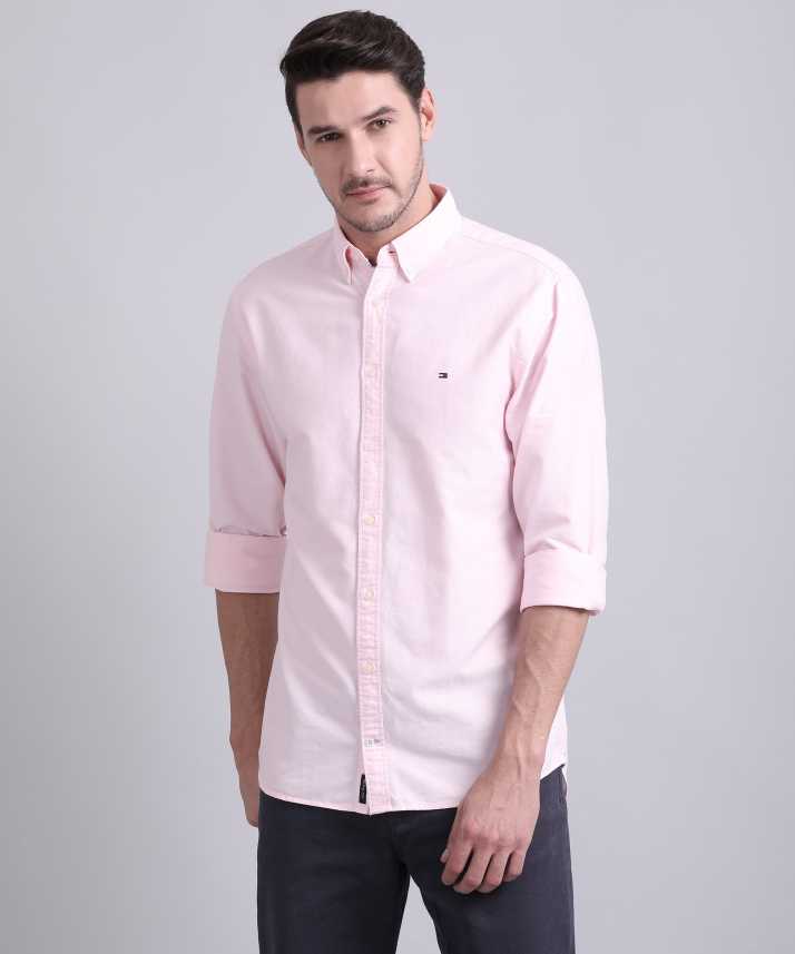 TOMMY HILFIGER Men Solid Casual Pink Shirt - Buy Pink TOMMY HILFIGER Men Solid Casual Pink Shirt Online at Best Prices in India