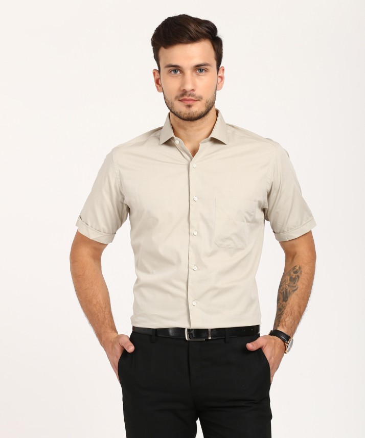 mens beige formal shirt