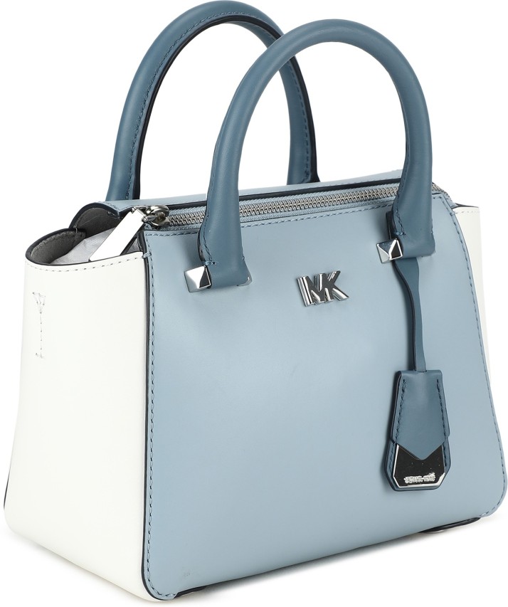 white and blue michael kors bag