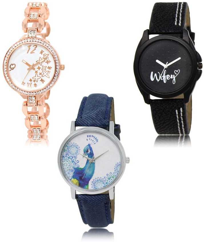 Neutron Classical Quartz Star And Wife Rose Gold Black Blue Color 3 Watch Combo Gl210 Gl234 Gl241 For Girls And Women New Unique Combo Analog Watch For Girls Buy Neutron Classical Quartz