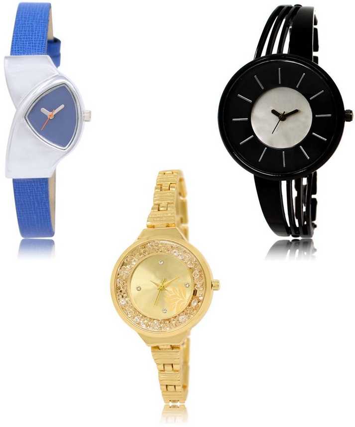 Nikola Latest Collection Flower Blue Black Gold Color 3 Watch