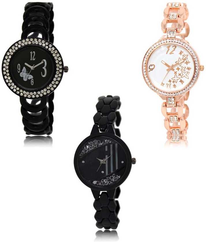 Neutron Classical Formal Butterfly And Star Black Rose Gold Color 3 Watch Combo Gl201 Gl210 Gl221 For Girls And Women New Unique Combo Analog Watch For Girls Buy Neutron Classical Formal Butterfly