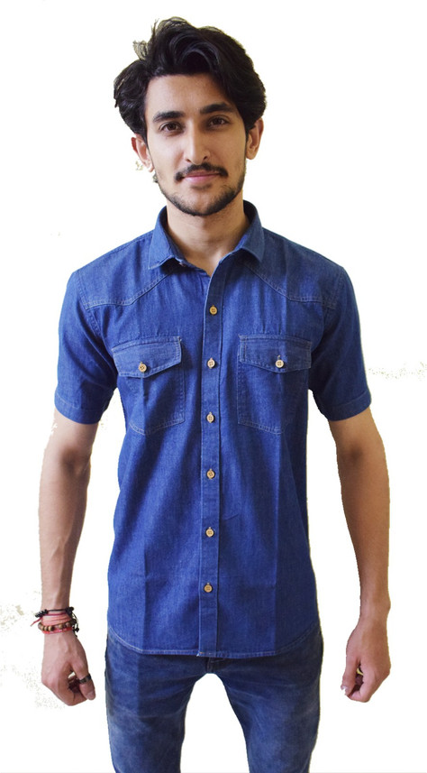 blue tshirt outfit men