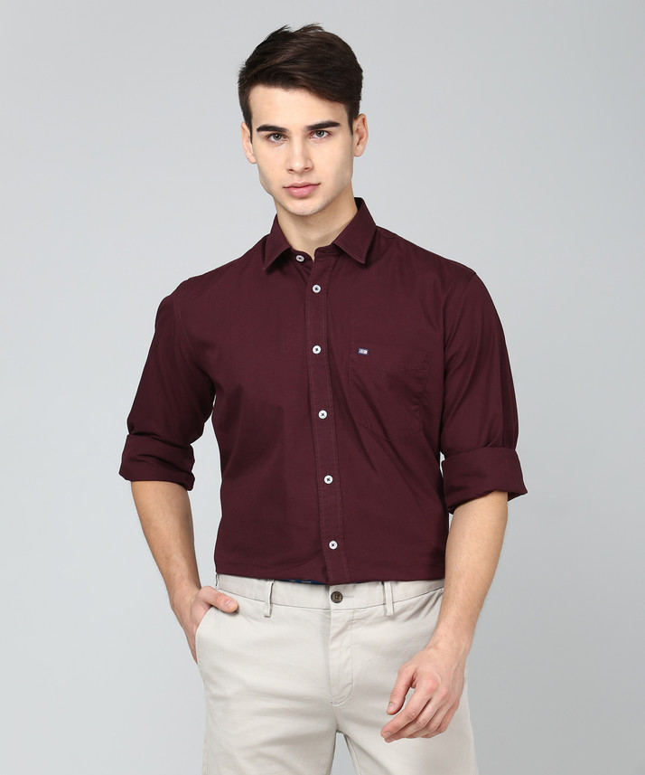 Arrow Sport Men Solid Casual Maroon 