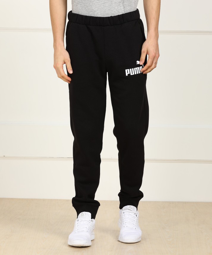 puma solid men's black track pants