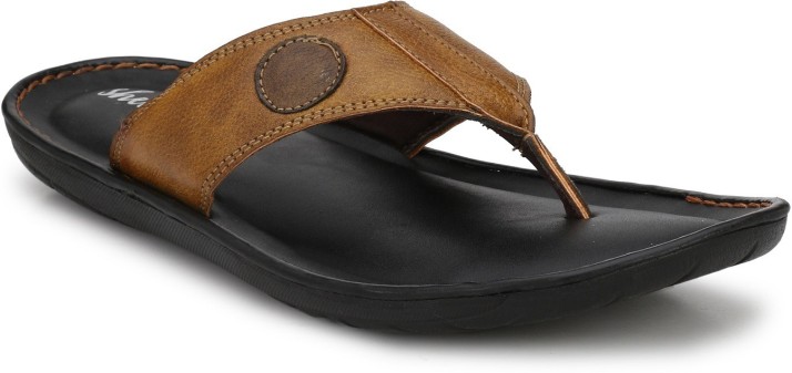 shences brown leather slippers