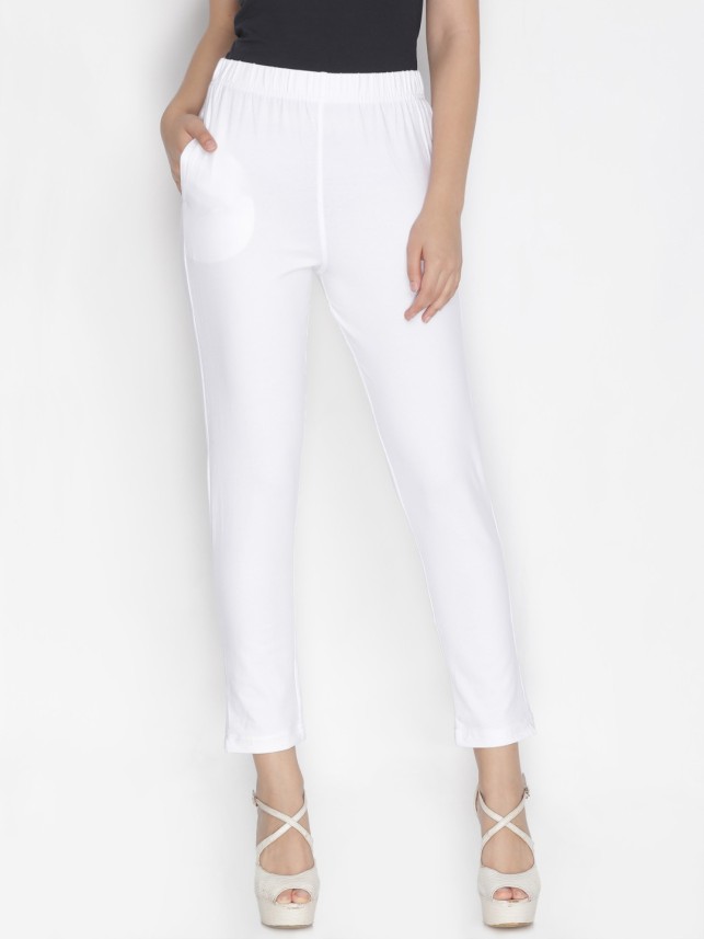 white slim fit trousers for ladies