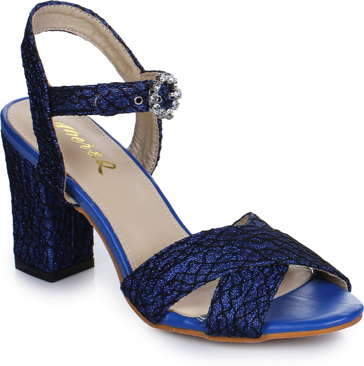 womens blue heeled sandals