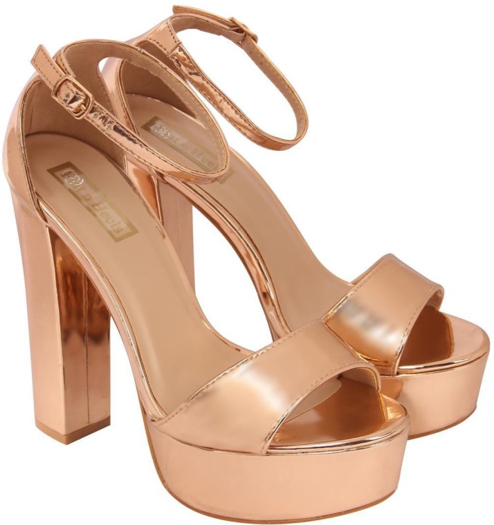 Flat n Heels Women Gold Heels - Buy 